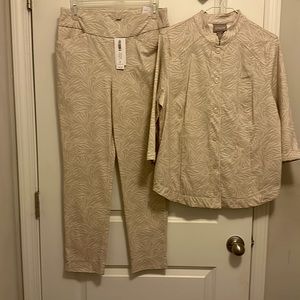 Brand new, never been worn. Excellent condition pants and button up shirt set